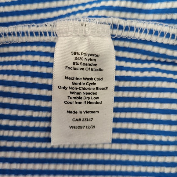 Talbots Womens XL Blue White Seersucker Short Sleeve Shift Dress NWT Knee Length - Picture 8 of 12